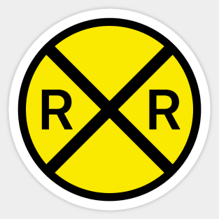 Railroad Crossing Yellow Sign Sticker